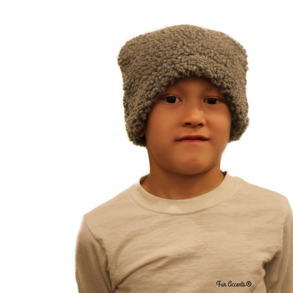Plush Sherpa Faux Fur Hat - Fun Shaggy Sheep -  Beanie - Designer Fashion Kids and Adults - Great Hats by Fur Accents - USA