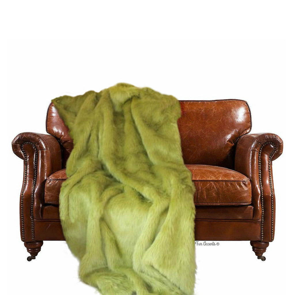 Green best sale fur throw