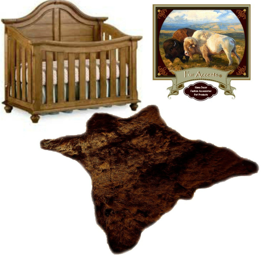 Hand Made in America, Brown Bear Skin Rug. Realistic. Faux Fur. Area Rug. Lodge, Log Cabin. Throw Rug. Old Fashion. Rustic. Cottage Décor. Shag. Gifts for Dad Fur Accents USA
