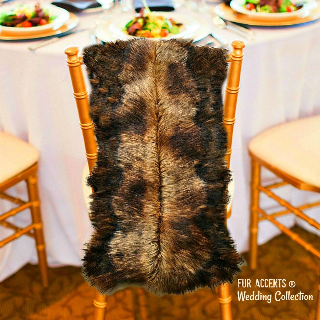 Plush Pieced Faux Fur Doily Table Runner - Luxury Fur - Soft Faux Wolf - Bear Skin Place Mat -  Designer Table Accessories - Fur Accents USA