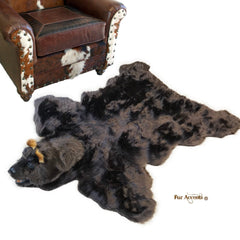 Hand Crafted Bear Skin Rug, Life Size, Realistic Faux Fur, Brown Grizzly, White Polar Bear or Black Bear, Fine Designer Rugs by Fur Accents Hand Made USA