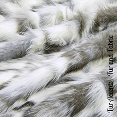 FUR ACCENTS Exotic Faux Fur Shaggy Gray Nordic Fox Hooded Coat - Jacket - Oversize - Lined - Hand Made in the USA