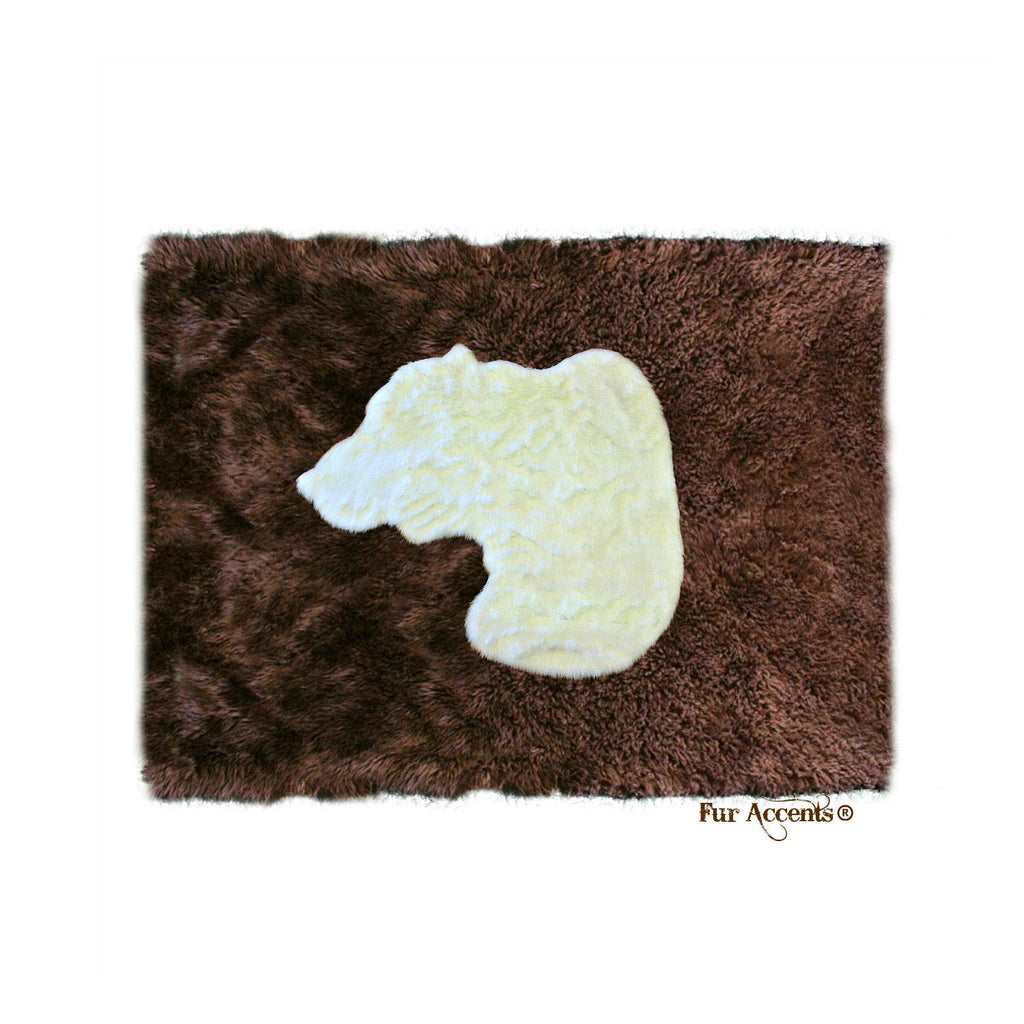 Plush Faux Fur Area Rug - Bear Head Art Rug - Rectangle - Hand Sewn - Micro Suede Lining - Western - Log Cabin - Fur Accents - USA