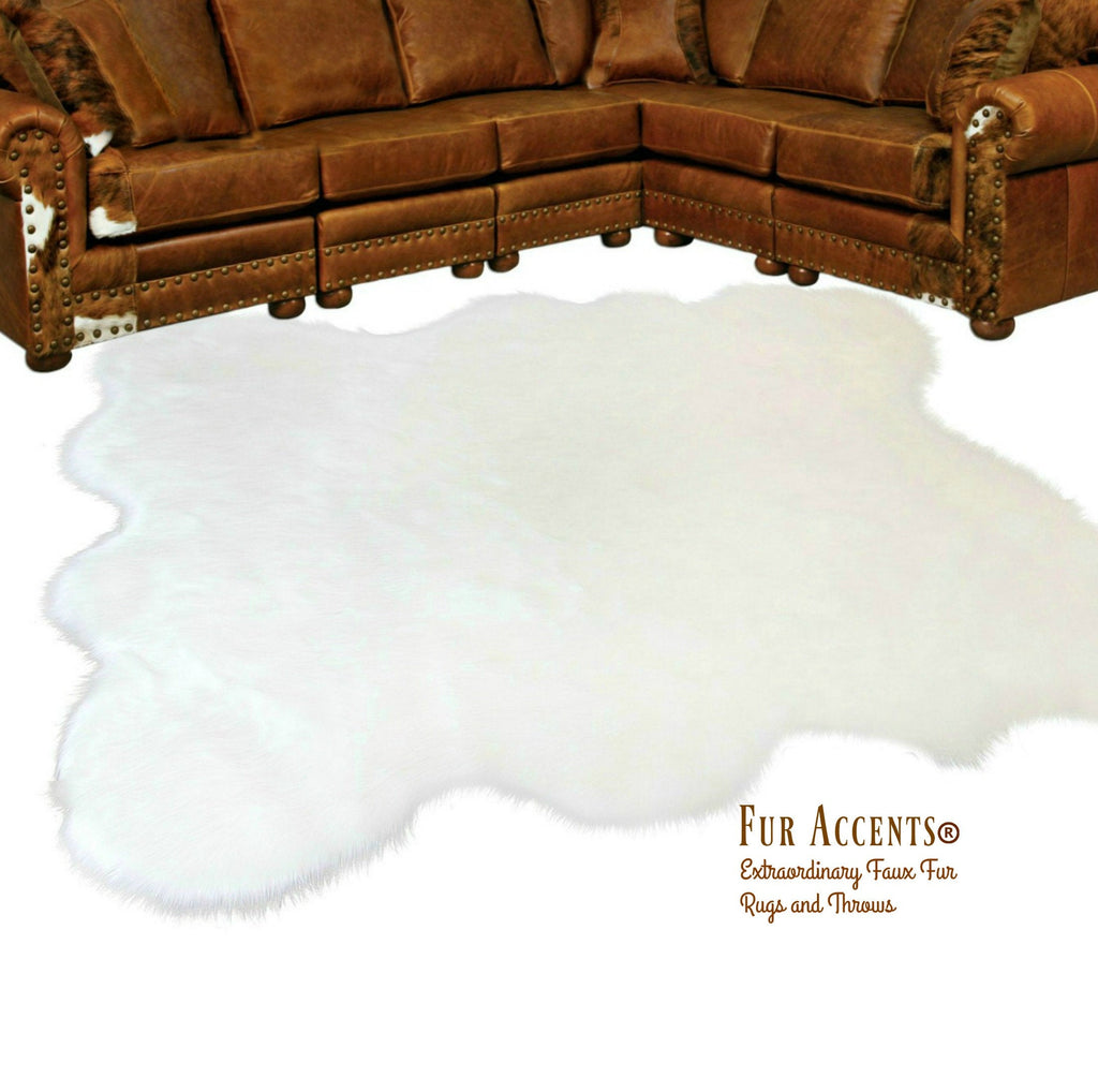 Hand Made Shag Area Rug - Designer Faux Fur Area Rug - Natural Looking Faux Sheepskin Rug - Rectangular Shape With Sculpted Edge - Soft Luxurious Fur - Several Colors - Sizes - Designer Art Rug - Hand Made to Order in America by Fur Accents USA