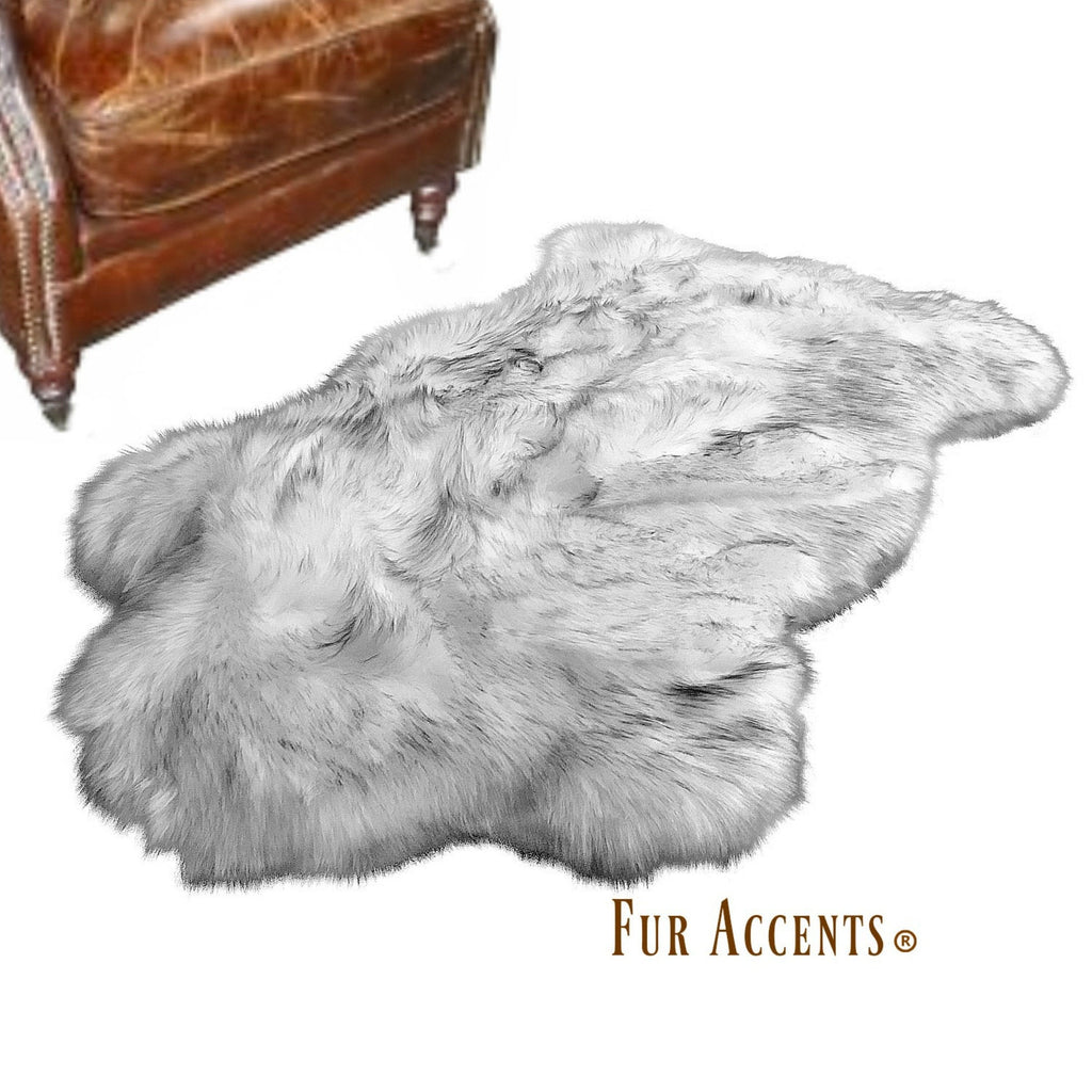 Plush Faux Fur Area Rug - Luxury Fur Thick  Shaggy Sheepskin - Chubby Bear Pelt  - Black Tip - Brown Tip - Fur Accents USA