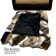 One of a Kind Area Rug, Hand Crafted Patchwork, Pieced Fur Area Rug, Accent Rug,100% Animal Friendly, Throw Carpet, Designer Original, Hand Made in America, Fur Accents USA