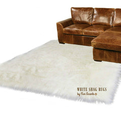 Faux Fur Area Rug - Shaggy Carpet - Sheepskin - Rectangle - Designer Throw Rug - Fur Accents USA