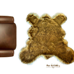 Plush Faux Fur Area Rug - Luxury Fur  Golden Brown Grizzly Bear Skin Rug - Gray Undercoat - Realistic - Soft - Log Cabin - Fur Accents USA