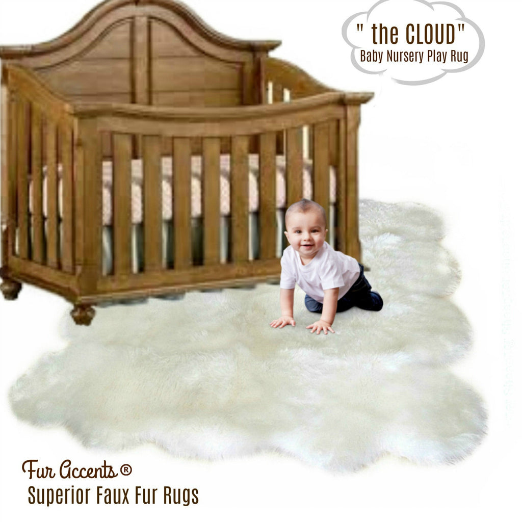 the Cloud, Baby Nursery Play Rug, Soft Faux Fur Shag, Area Carpet, Faux Fur Sheepskin Throw Carpet, All Sizes / Colors, Hand Made in the USA