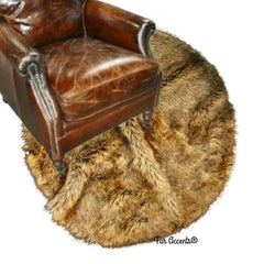 Plush Faux Fur Area Rug - Pieced Fur Throw - Suede Lining - Golden Wolf - Coyote - Fake Fur Accent Rug - Thick - Soft - Fur Accents - USA