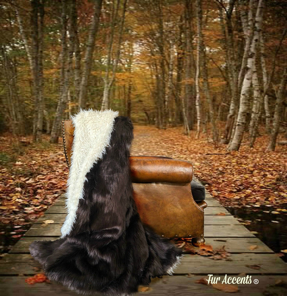 Plush Super Thick Faux Fur Throw Blanket, Bedspread - Luxury Fur - Reversible - Buffalo Bear Wolf - Mongolian Sheepskin - Fur Accents USA