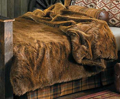 Sumptuous Brown Wolf Throw Blanket,Bedspread,Realistic Faux Fur,Lodge Cabin.Traditional,Rustic. Cottage Decor.Shag. Gifts for Him or For Mom