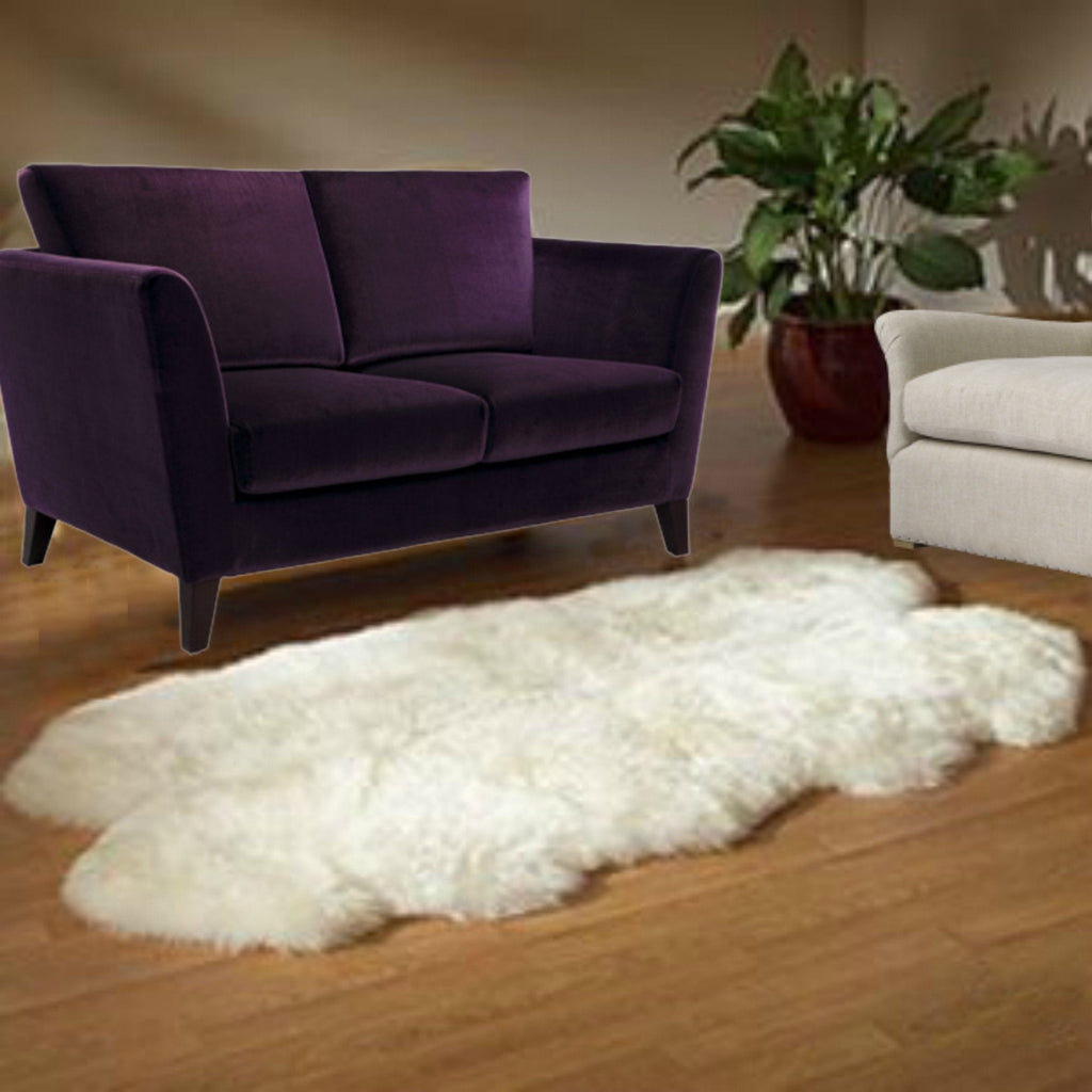 Plush Faux Fur Area Rug - Shaggy Sheepskin - Quatro Design Shape - Pick your color- Designer Art Rug by Fur Accents USA