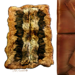 Plush Pieced Faux Fur Accent Rug - Luxury Fur - Soft Faux Wolf - Bear Skin Pelt Rug -  Designer Art Carpet- Fur Accents USA
