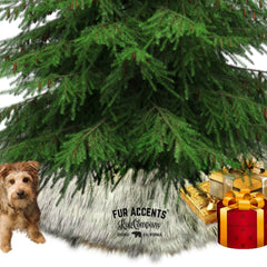 Thick, Plush, Faux Fur Christmas Tree Skirt, Shaggy, Shag, Black Tip Wolf Pelt, Round, Hand Made by Fur Accent USAs USA