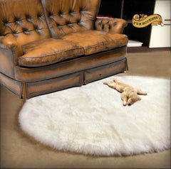 Plush Faux Fur Area Rug - Round Shaggy Shag -  Sheepskin - Round Shape Designer Throw - 6 Colors -Art Rug by Fur Accents - USA