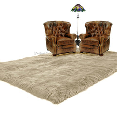 Plush Faux Fur Area Rug - Luxury Fur Thick Shag Sheepskin -  Bonded Ultra Suede Non Slip Lining - Rectangle - Fur Accents USA