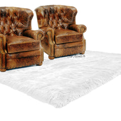 Plush Faux Fur Area Rug - Luxury Fur Thick Shaggy Icelandic  Sheepskin - Faux Fur - White - Off White or Brown - Rectangle - Fur Accents USA