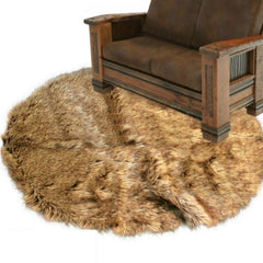 Fur Accents Faux Fur Animal Accent Round Rug/ Ultra suede lined/ Toss Rug