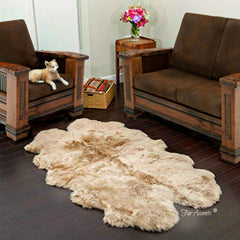 Plush Faux Fur Area Rug - Luxury Fur Thick Shaggy Icelandic  Sheepskin - Quatro Multi Pelt  - White - Off White or Brown - Fur Accents USA