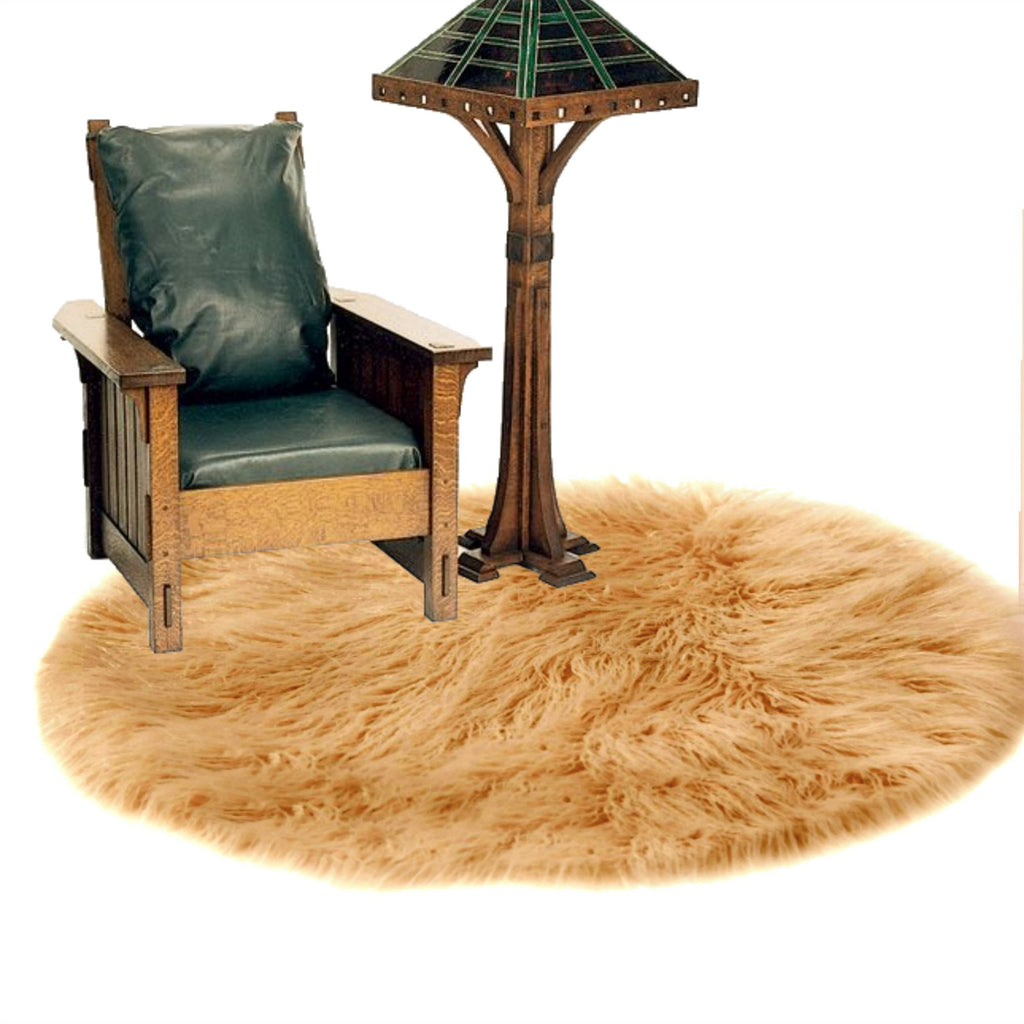 Plush Faux Fur Area Rug - Round Shaggy Shag - Sheepskin - Round Shape Designer Throw - 6 Colors -Art Rug by Fur Accents - USA