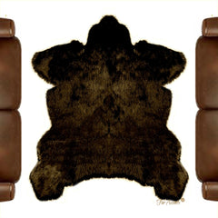Faux Bear Skin Rug - Faux Fur Area Rug - White,Off White,Brown,Black,Tan,Gray - Sierra Bear Pelt Shape Designer Throw Rug Fur Accents - USA