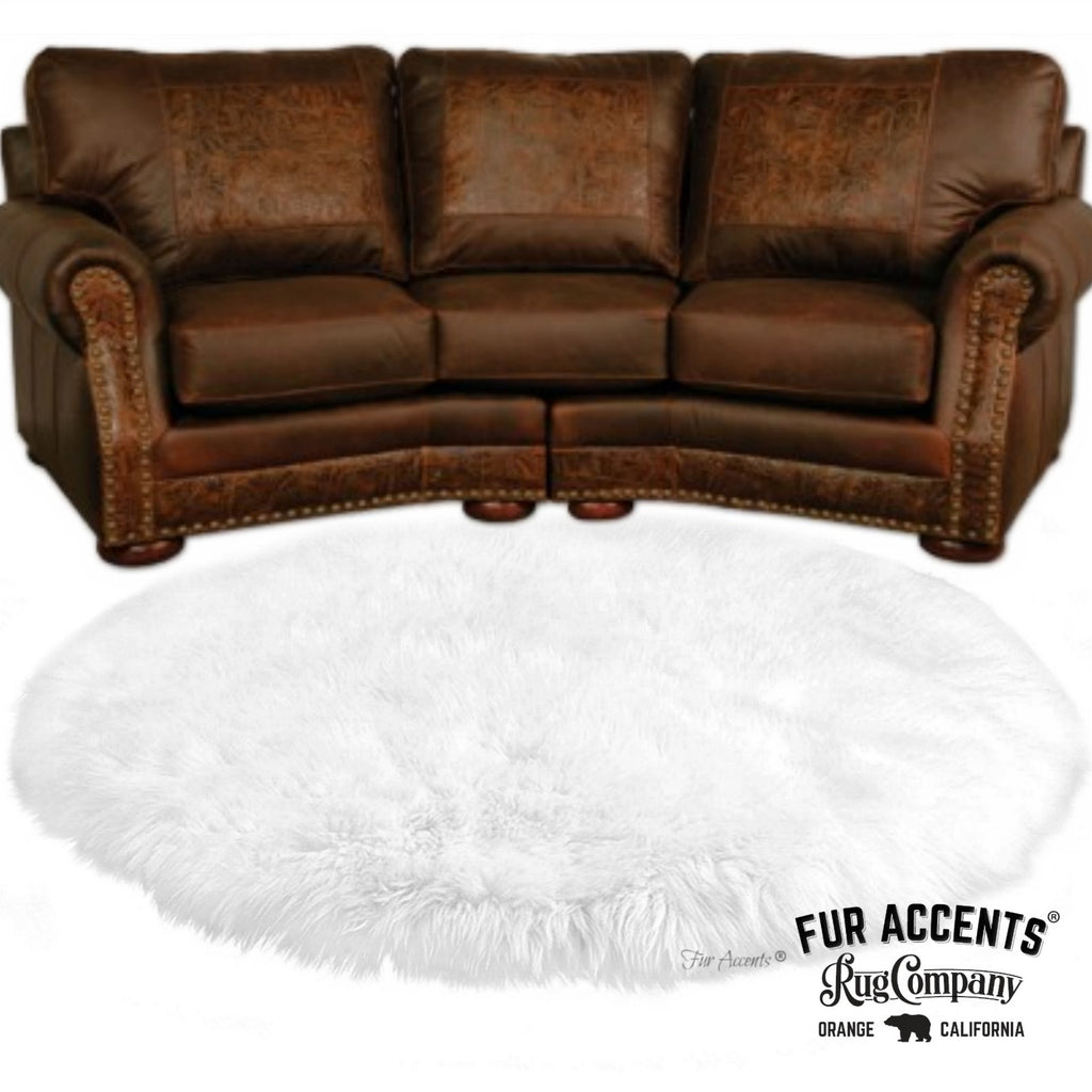 Hand Crafted Man Made Sheepskin Rug, Classic, Round Sheepskin Area Rug, Shag, Faux Fur, Choose Your Color, Living Room, Dining Room, Bedroom, Nursery, Hand Made in America by Fur Accents USA