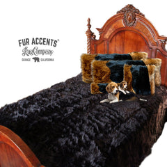 Plush Faux Fur Bedspread - Shag - Black Bear Design - Designer Throws by Fur Accents USA