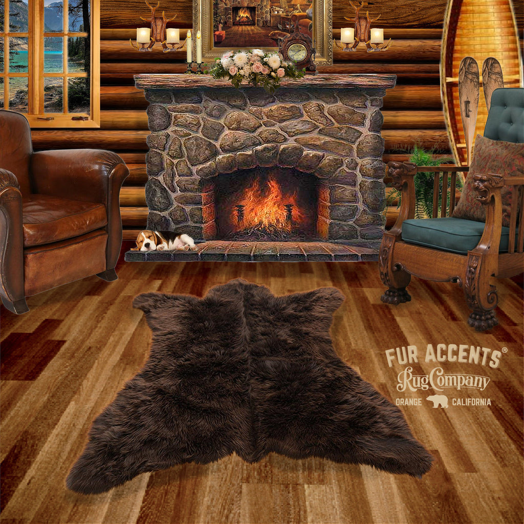 White Bear Skin Rug, Realistic, Faux Fur, Area Rug, Lodge Cabin, Throw Rug, Old Fashion, Rustic, Cottage Décor, Shag, Gifts for Him, Gift for For Dad, Hand Made to Order in America, Fur Accents USA