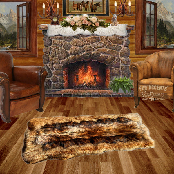 Bear Rug Rectangular Pieced Fur Bear Skin Rug. Realistic. Faux Fur. Rectangle Shaped Area R ...