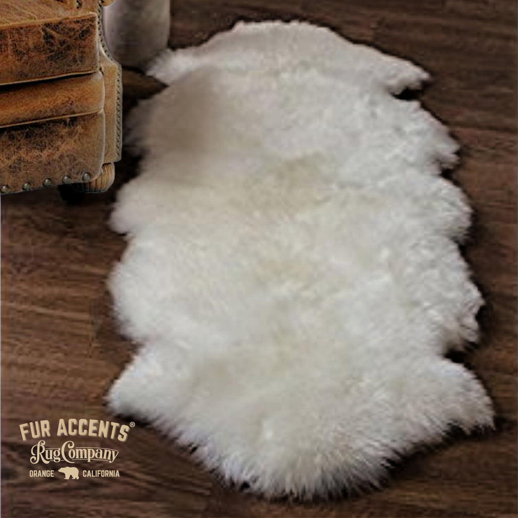 White Double Sheepskin Rug. Realistic. Faux Fur. Area Rug. Lodge Cabin. Throw Rug. Old Fashion. Rustic. Cottage Decor. Gifts For Her