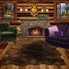 Plush Faux Fur Area Rug - Tattered Edge - Sheepskin - Pelt Shape Designer Throw - 6 Colors -Art Rug by Fur Accents - USA