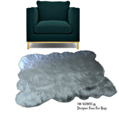 Plush Faux Fur Area Rug - Shaggy Random Shape Sheepskin Design - White, Black, Gray, Tan, Brown, Beige - Designer Art Rug by Fur Accents USA