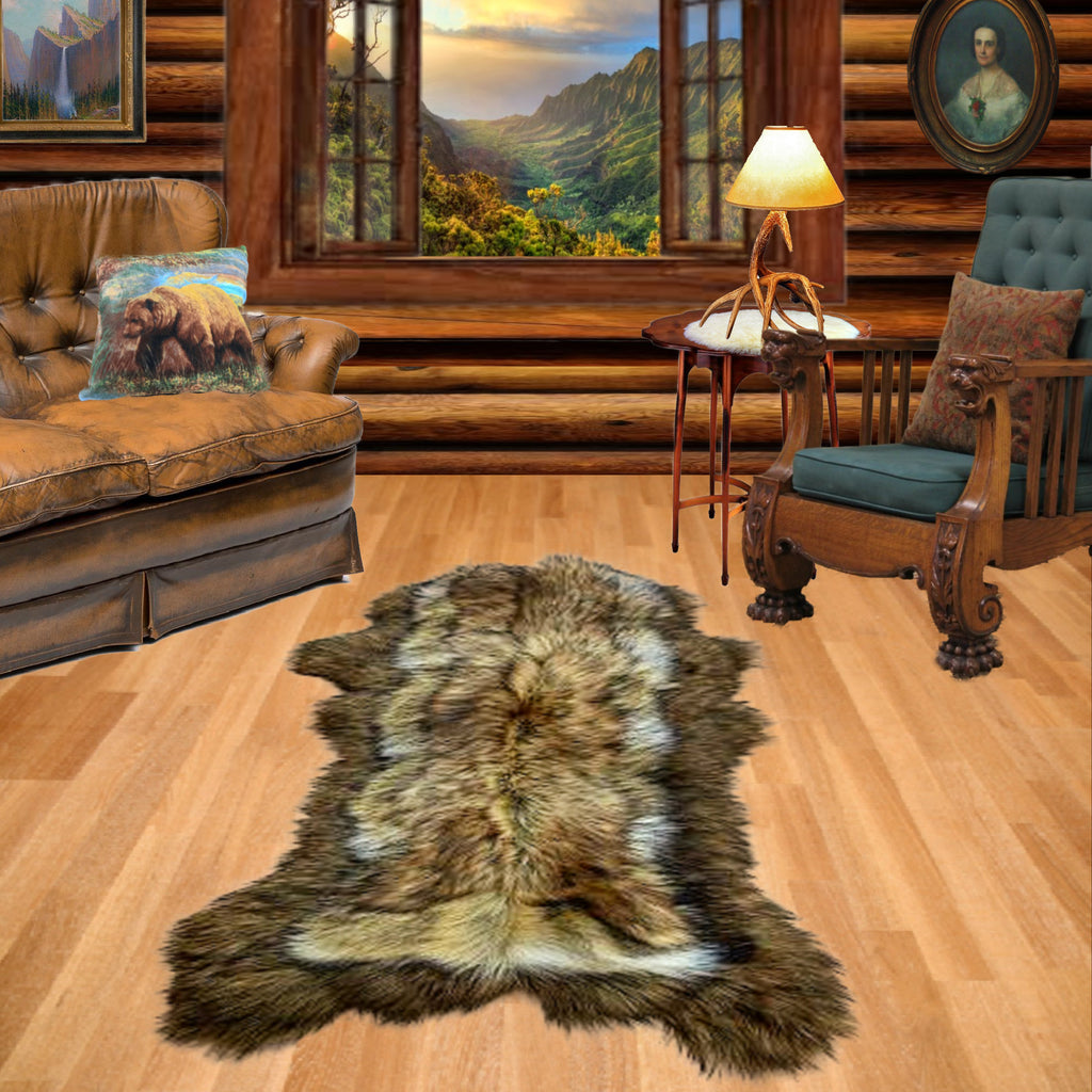 Pieced Bear Skin Rug. Realistic. Faux Fur. Area Rug. Lodge Cabin. Throw Rug. Old Fashion. Rustic. Cottage Decor.Shag. Gifts for him. For Dad