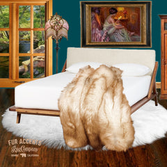 Plush  Faux Fur Throw Blanket, Soft Black or Brown Tipped Wolf Fur Bedspread - Luxury Fur - Minky Cuddle Fur Lining Fur Accents USA