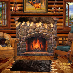 Plush Faux Fur Fireplace Mantle Scarf- Luxury Brown Bear Skin Shag Fur - Wolf Tail Fringe - Dresser, Table Runner, Fur Accents Originals USA
