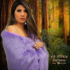 Plush  Faux Fur Throw Blanket, Bedspread, Soft Lavender Orchid Shag, Luxury Fur - Minky Cuddle Fur Lining Fur Accents USA
