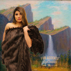 Plush  Faux Fur Throw Blanket, Bedspread, Soft, Rich Chocolate Brown Shag, Luxury Fur - Minky Cuddle Fur Lining Fur Accents USA