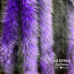 Plush Faux Fur Area Rug - Shaggy Quatro Sheepskin Design Shape - Blood Red or Purple with Black Tips - Designer Art Rug by Fur Accents USA