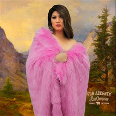 Plush  Faux Fur Throw Blanket, Bedspread, Soft, Bubblegum Pink Shag, Luxury Fur - Minky Cuddle Fur Lining Fur Accents USA