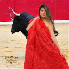 Plush  Faux Fur Throw Blanket, Bedspread, Soft, Bright Red Shag, Luxury Fur - Minky Cuddle Fur Lining Fur Accents USA