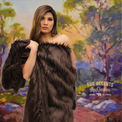 Plush  Faux Fur Throw Blanket, Bedspread, Soft, Rich Chocolate Brown Shag, Luxury Fur - Minky Cuddle Fur Lining Fur Accents USA