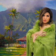 Plush  Faux Fur Throw Blanket, Bedspread, Soft, Olive Green Shag, Luxury Fur - Minky Cuddle Fur Lining Fur Accents USA