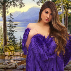 Plush  Faux Fur Throw Blanket, Bedspread, Soft, Dark Purple Shag, Luxury Fur - Minky Cuddle Fur Lining Fur Accents USA