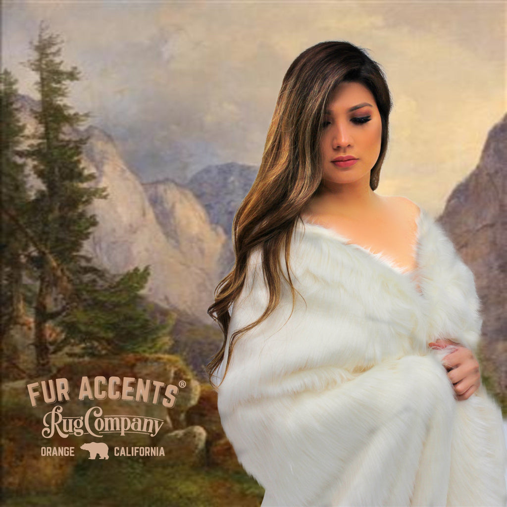Plush  Faux Fur Throw Blanket, Bedspread, Soft, Pure White Shag, Luxury Fur - Minky Cuddle Fur Lining Fur Accents USA